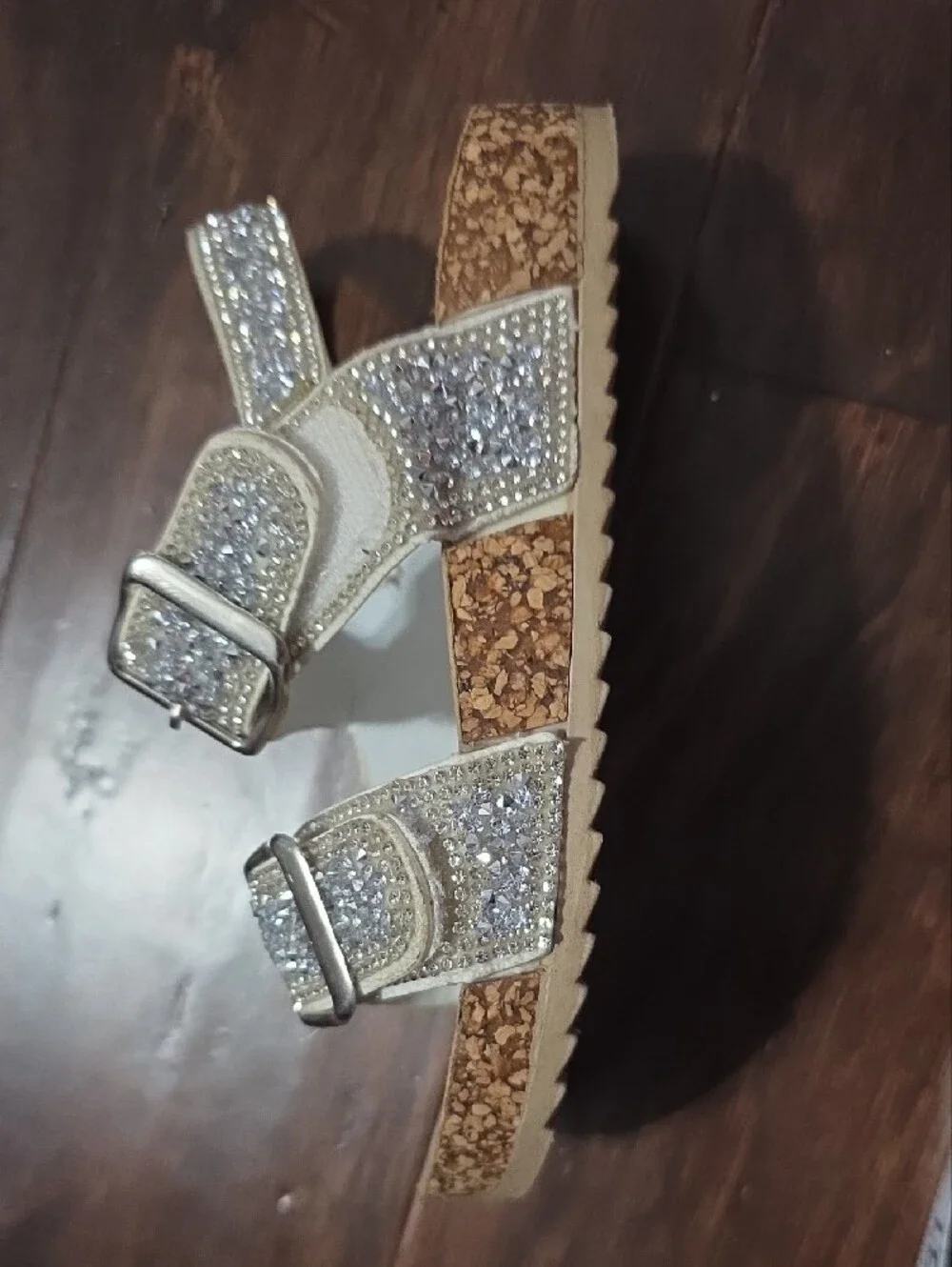Girls' White Sparkle Buckle Sandals - Kids Shoes